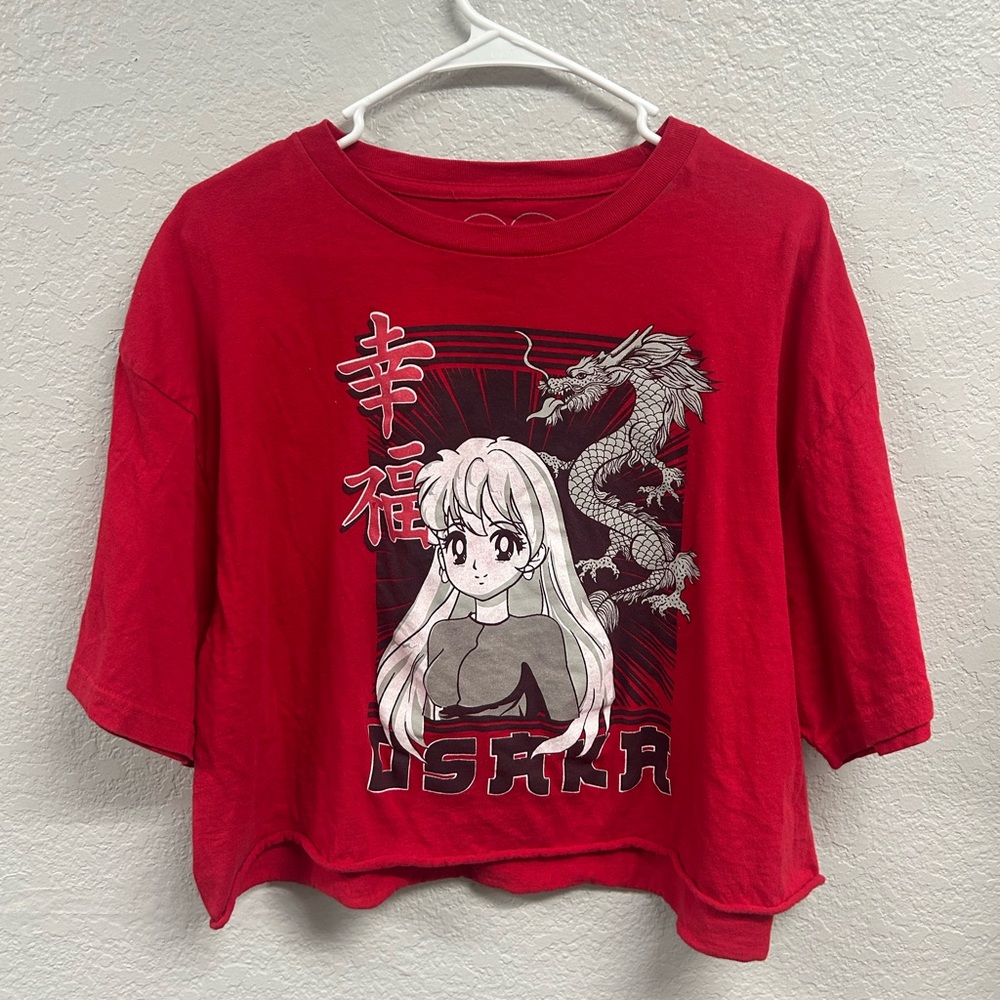 Anime Style Red Cropped Top. Size XL